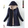 Новая корейская версия средней длины с капюшоном женские куртки осень-зима средней длины офисные хлопковые пальто теплые парки из овечьего флиса