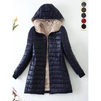 Новая корейская версия средней длины с капюшоном женские куртки осень-зима средней длины офисные хлопковые пальто теплые парки из овечьего флиса