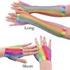 New Wedding Party Colorful Fingerless Mesh Net Disco Dance Hollow Out Holes Gloves Rainbow