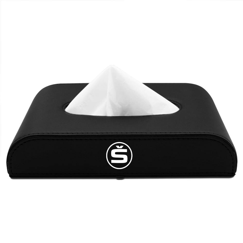 OBDI6 1PC PU Leather Tissue Box Car Tissue Box Interior Storage Box For Skoda Kodiaq Octavia 2 3 Yeti Karoq Rapid Fabia S A5 Kamiq VII