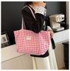 Spring and Summer New Lazy Style Literary Double-sided Plaid Tote Bag Large-capacity Student Commuting Leisure Shoulder Bag