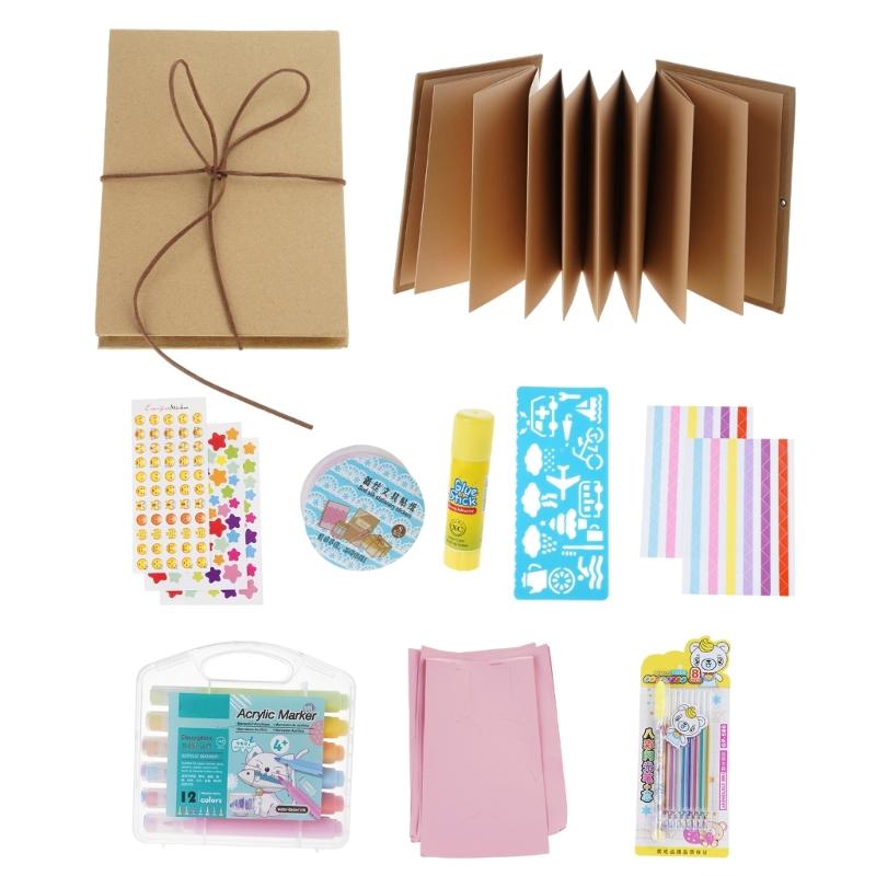 Portable Memory Book Set Accordion Style Includes 34 Smooth Pages Cover For Easy Writing And Drawing