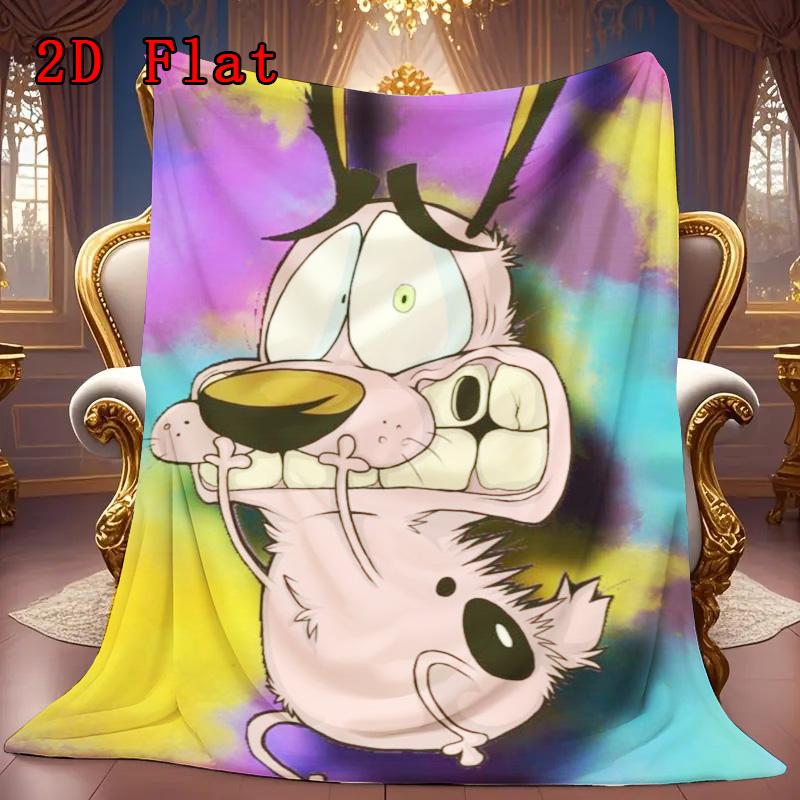 Courage the Cowardly Dog 2D Flat Pattern Flannel Blanket High quality All Seasons Warmth and Comfort Perfect for Christmas Gifts.MMT0918002