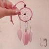 Bohemian Dream Catcher Wind Chime Pendant with Rice Beads - 5cm Wide, Southeast Asian Ethnic Style for Car Decoration.