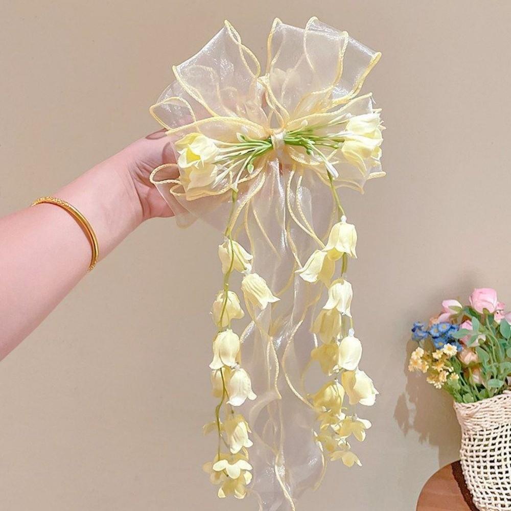 Long Streamer Hair Accessory Sheer Organza Hair Rope Vintage Ribbon Bow Hair Scrunchies Wedding