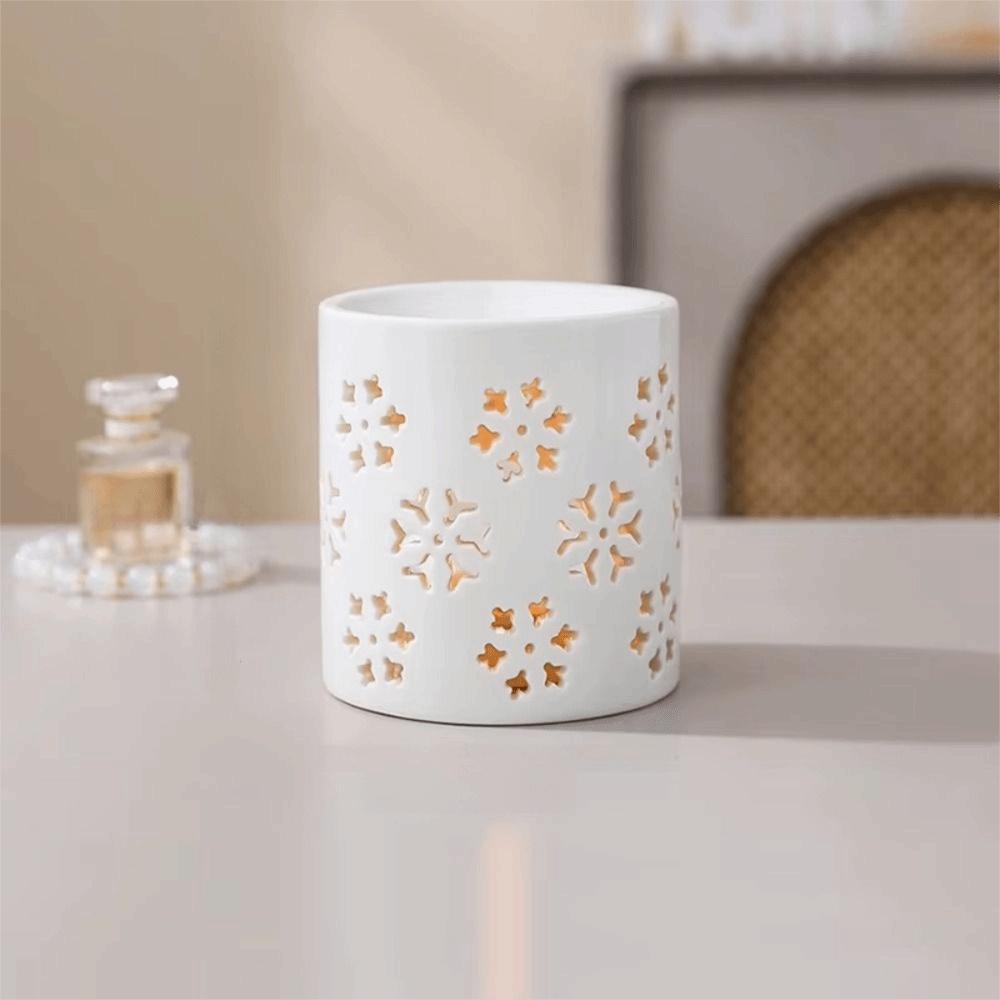 White Ceramic Aromatherapy Heating Stove Flower Leaf Design Aromatherapy Diffuser Bedroom