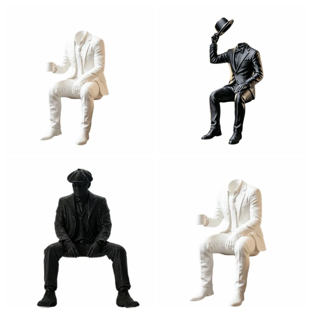 3D Printed Magician Statue Home Decoration Sitting Man Figurine Bookshelf Decor