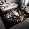 Floral Skull Print Carpet with Roses and Vintage Artistic Style Design Suitable for use as an anti-slip for living room bedroom sofas