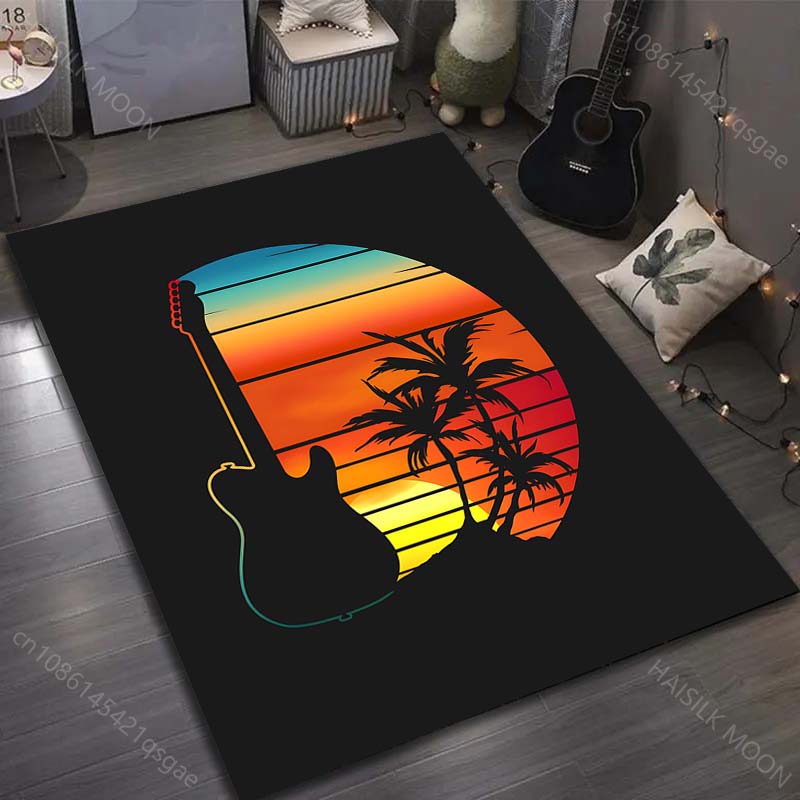 Music Life Musical Instruments Print Carpet for Living Room Bedroom Sofa Doormat Decor Area Rug Non-slip Floor Mat for Gifts
