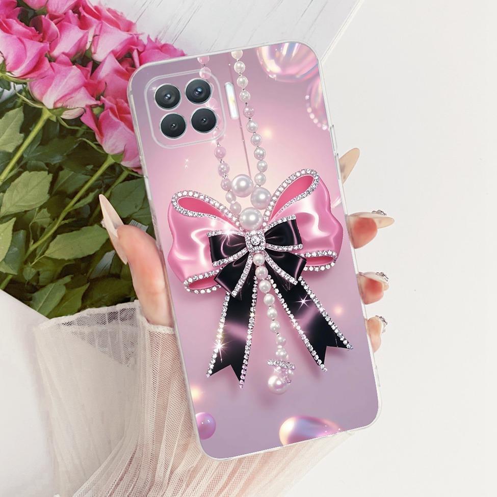 Clear For Oppo F17 Pro Case CPH2119 Cute Cat Fashion Butterfly Funny Painted Bumper Cover For Oppo F17 Pro Casing