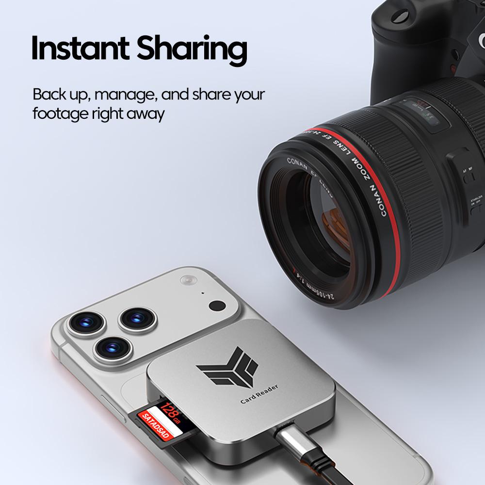 Универсальный USB 2.0 кард-ридер 4-в-1 - Магнитное крепление CF/SD/TF/USB-A кард-ридер для iPhone, телефонов с Type-C, планшетов и USB-накопителей