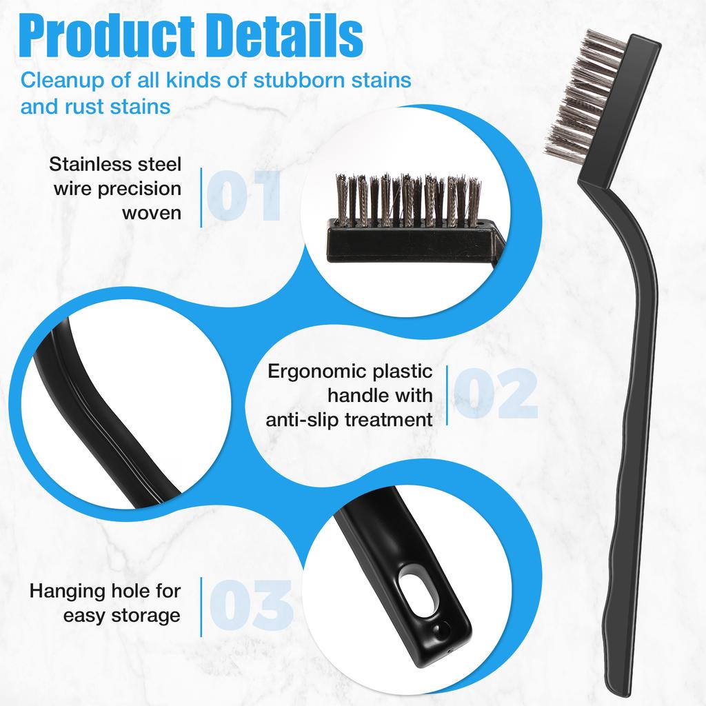 60Pcs Wire Brush Set Industrial Toothbrush Mini Copper Steel Wire Brush Stainless Steel Wire Brush Dirt Hard Cleaning Metal Rust
