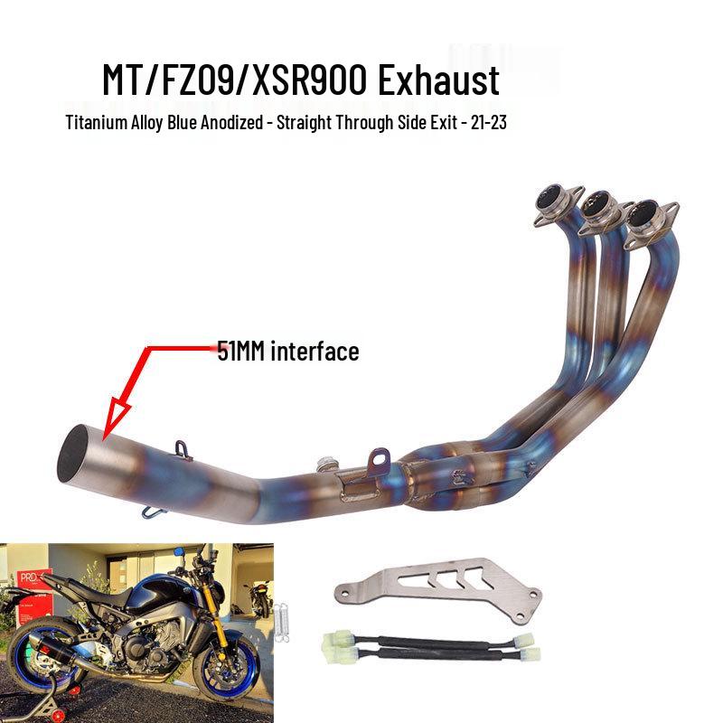 Новая передняя изогнутая выхлопная труба для мотоциклов MT09/FZ09 2021-2025 гг.
