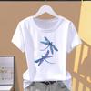 Asian Size- Clothing Casual Dragonfly Trend Cute Sweet 90s Print Ladies Female T Women's Summer Top Fashion Graphic Tee Short Sleeve T-shirt