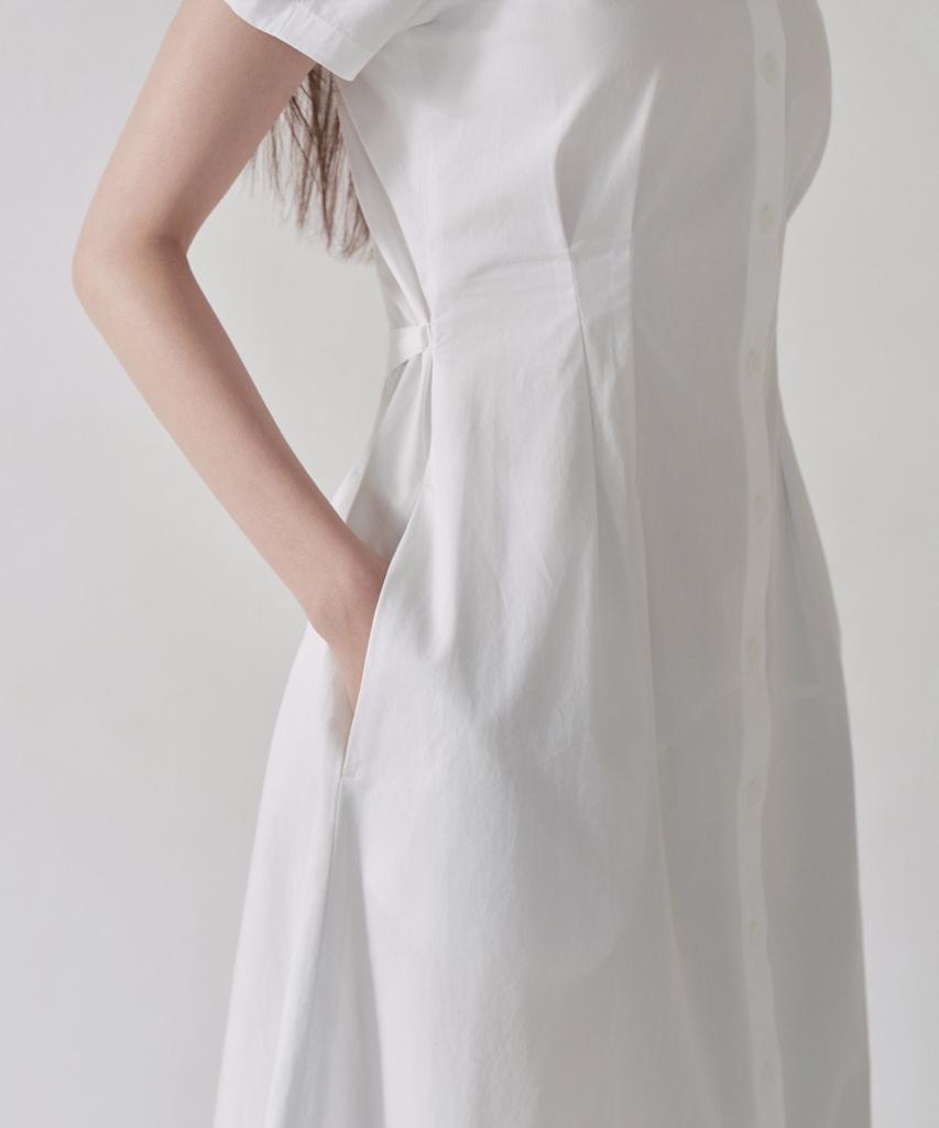 MUSINSA STANDARD WOMAN Женское длинное платье из поплина с пышными рукавами [Белый]