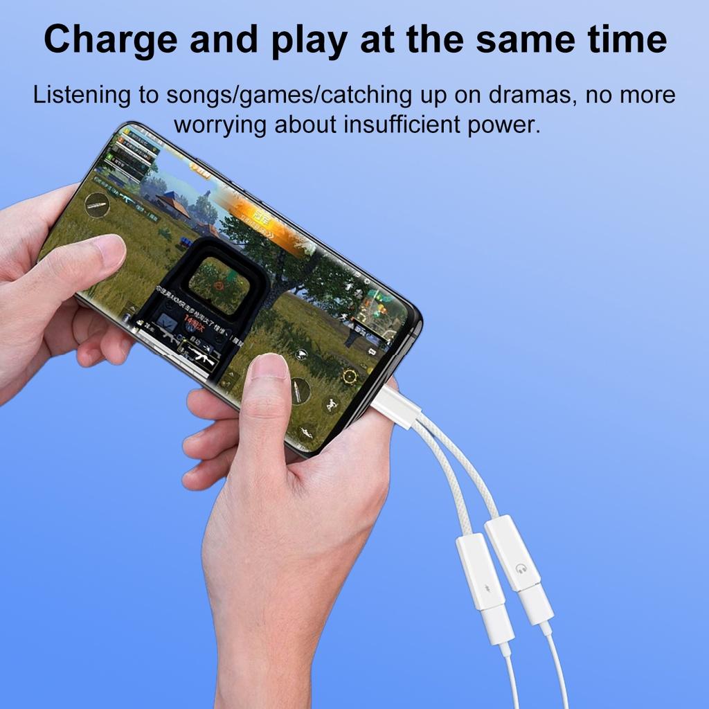 FONKEN 2 в 1 плетеный кабель-адаптер для зарядки типа C USB C в Type-C/3,5 мм/iOS конвертер для наушников подходит для телефона Iph 15 на базе Android