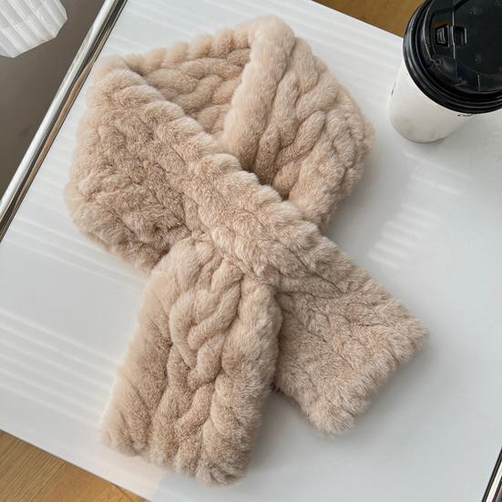 Winter Scarf Soft Imitation Rabbit Fur Solid Color Design Short Scarf Thickened Warm Plush Women Scarf Cold Weather Wear