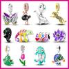 100% 925 Sterling Silver Spring New Animal Charms Fit ForFashionBracelet Diy Jewelry Making Butterfly Firefly Chameleon Charms