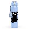 1PC Black Cat Vertical Text Art Print 750ml Color Plastic Sports Water Bottle Leakproof Flip Straw Lid Suitable for Sports Office Home Use