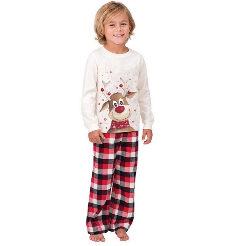 2025 Elk Print Parent-Child Christmas Pajamas Set - Long Sleeve Autumn/Winter Family Homewear