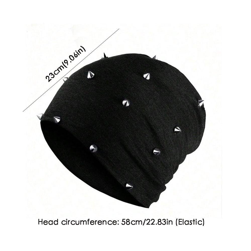 Black Grey Women Warm Hat Knitted Skullies Punk Style Knitted Hat Daily Wear