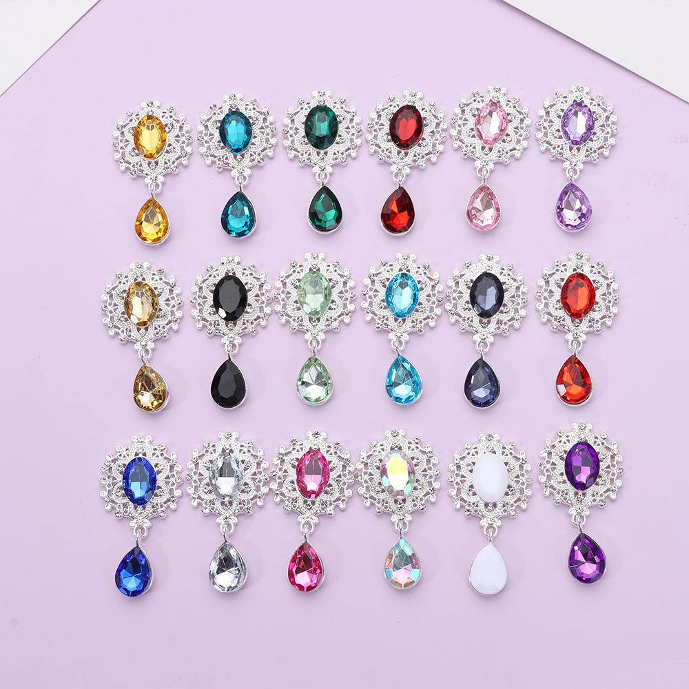 Faceplate Garment Decorative Water Droplets Sewing Button Alloy Rhinestone Pendant Scrapbooking