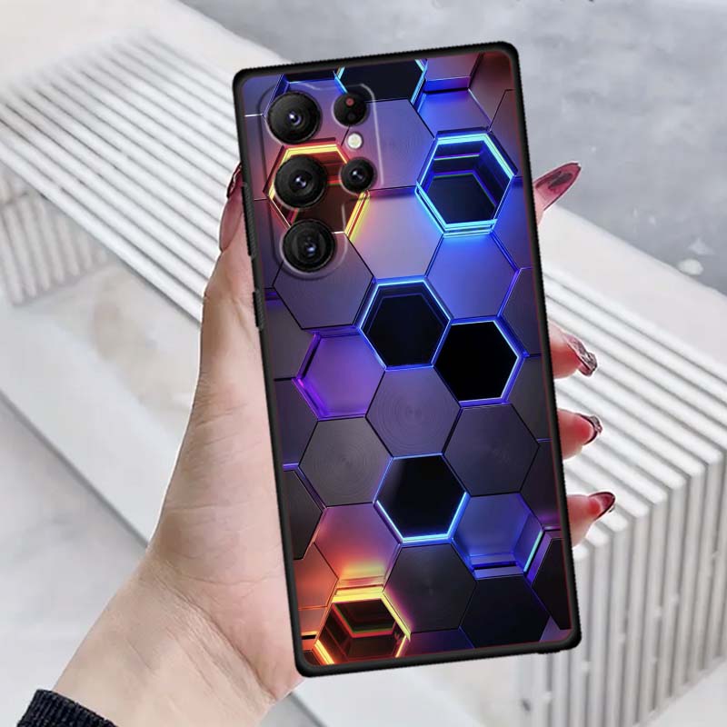 Креативная металлическая узорная чехол-накладка для Samsung Galaxy S26 S25 S24 S23 S22 S21 S20 Ultra Plus FE 5G Черный Мягкий ТПУ