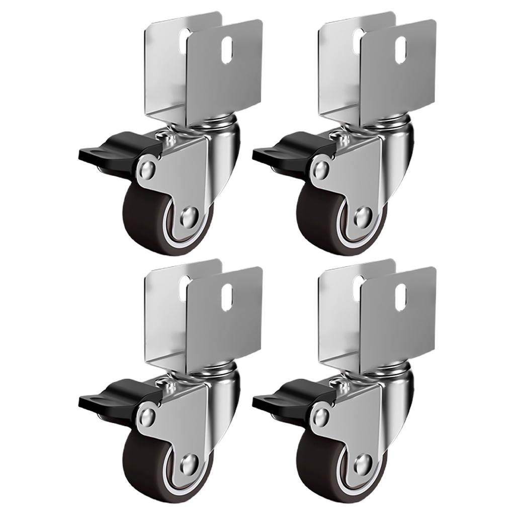 4Pcs 1inch Universals Soft Rubber Wheel Heavy Duty Furniture Wheel Castor for Platform Trolley Chair Accessories