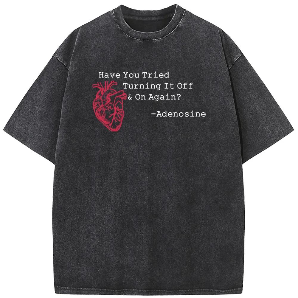 Футболка с коротким рукавом с принтом «Выключение»? Летняя футболка из хлопка с эффектом стирки. Повседневная свободная отбеленная футболка.