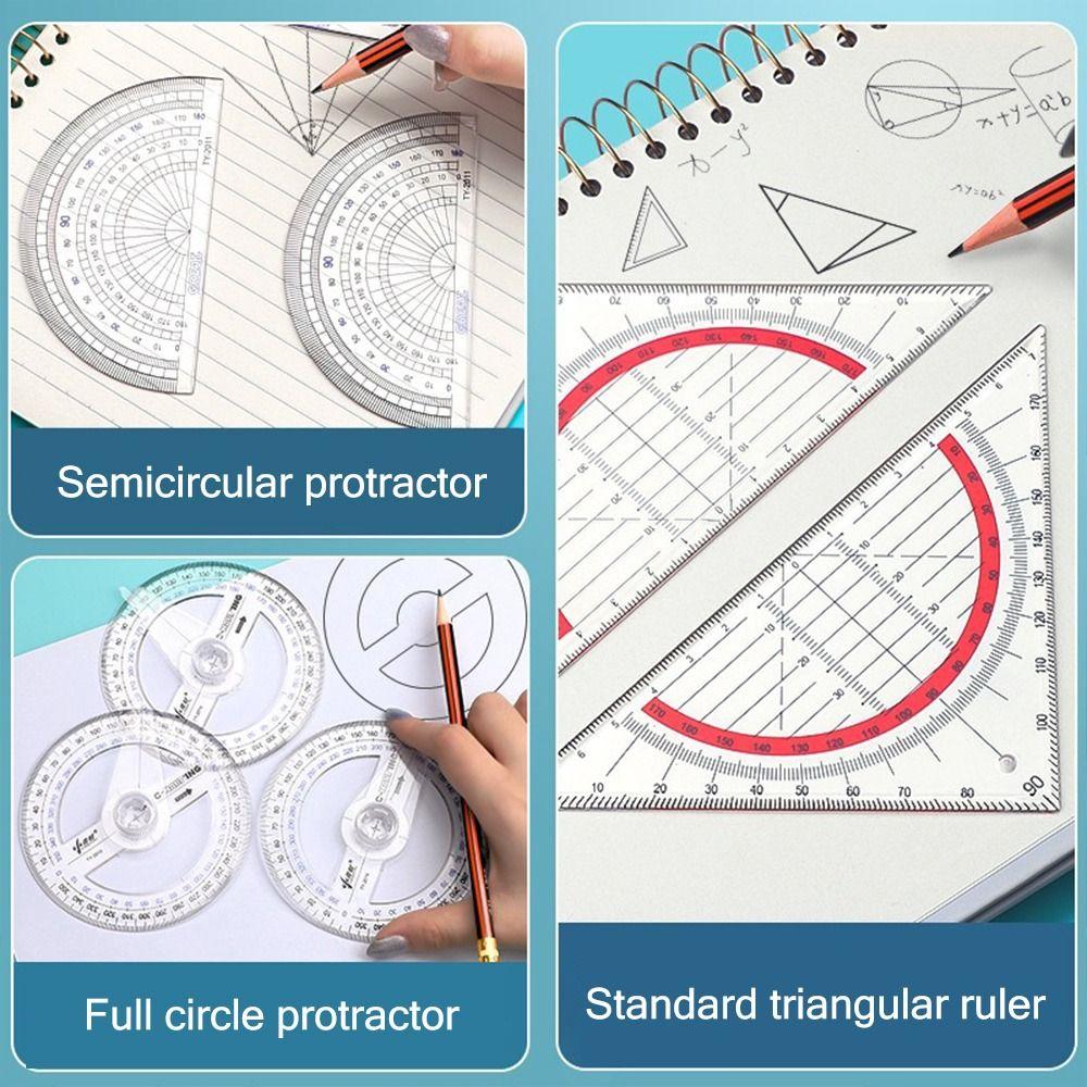 Triangle/Half Round 180/360 Degree Protractor Plastic Drawing Ruler Angle Ruler Students Gift