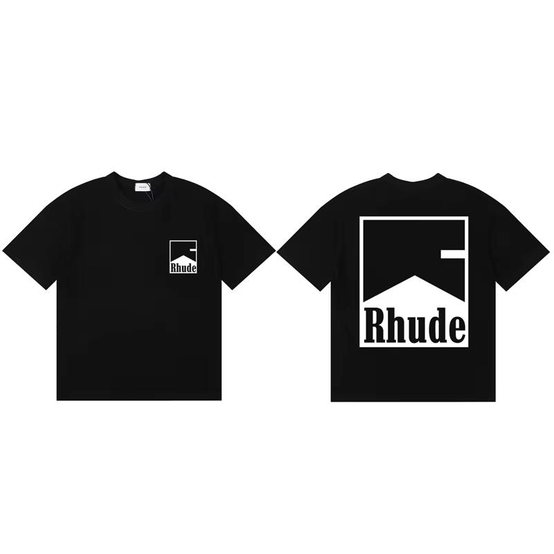 2026 Новый уличный тренд Rhude Футболка Повседневная с принтом логотипа Короткий рукав Летняя Мужская Женская Высококачественный Хлопковый Топ Футболка Y2k