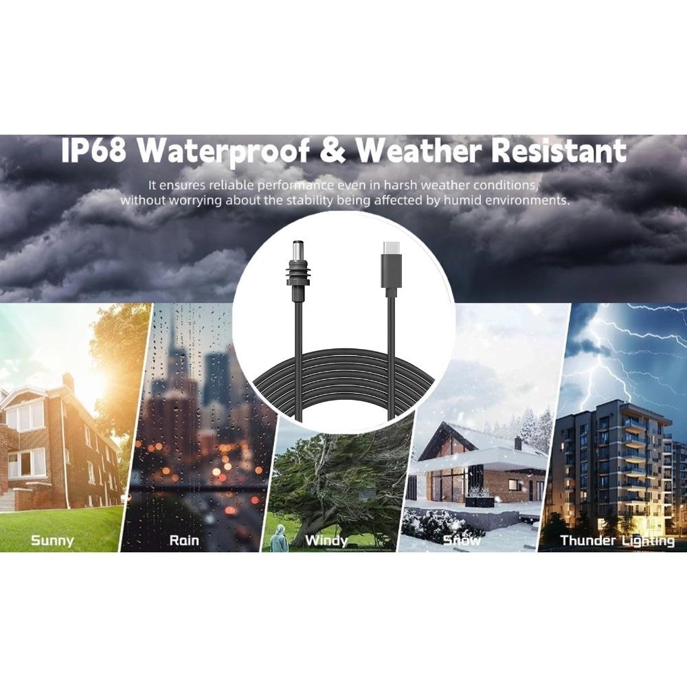 IP68 Water Resistant Satellite Type C to DC Power Cable Indoor Use and Outdoor Use