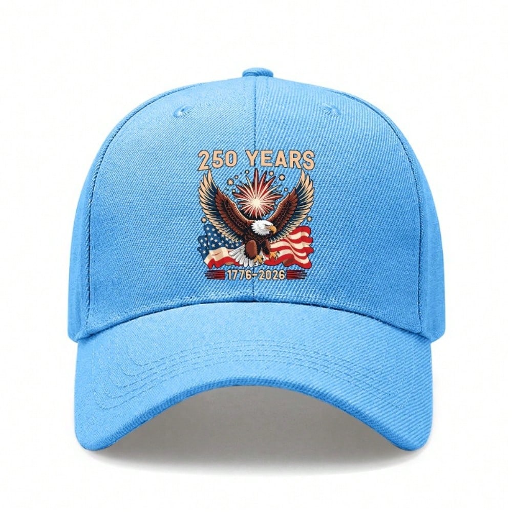 [250 Years Baseball Cap] Unisex Adjustable Polyester Printed Eagle Vintage Style Baseball Hat For Patriotic Holiday & Daily Wear