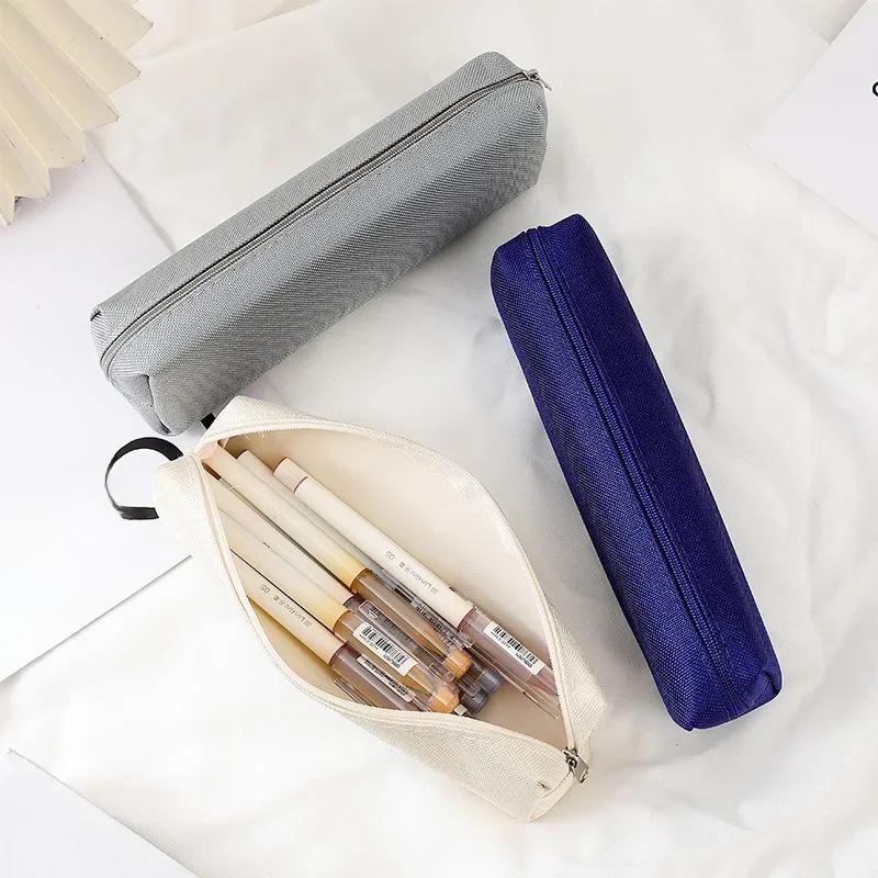 Простой пенал для карандашей Школьные принадлежности Пеналы для карандашей Однотонные школьные канцелярские принадлежности Карандашница Назад в школу