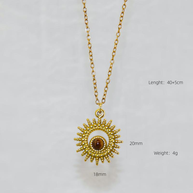 Титановое колье Maillard Tiger Eye: Невыцветающий, Легкая роскошь, Женский, Высококлассный, Ретро, Подвеска