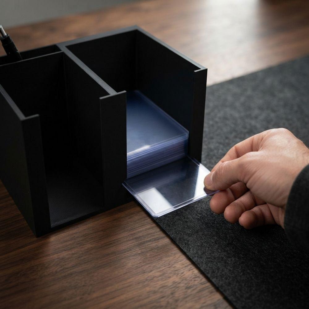 3D Printed Toploader Penny Sleeve Dispenser Rectangular Card Storage Box Tabletop Game