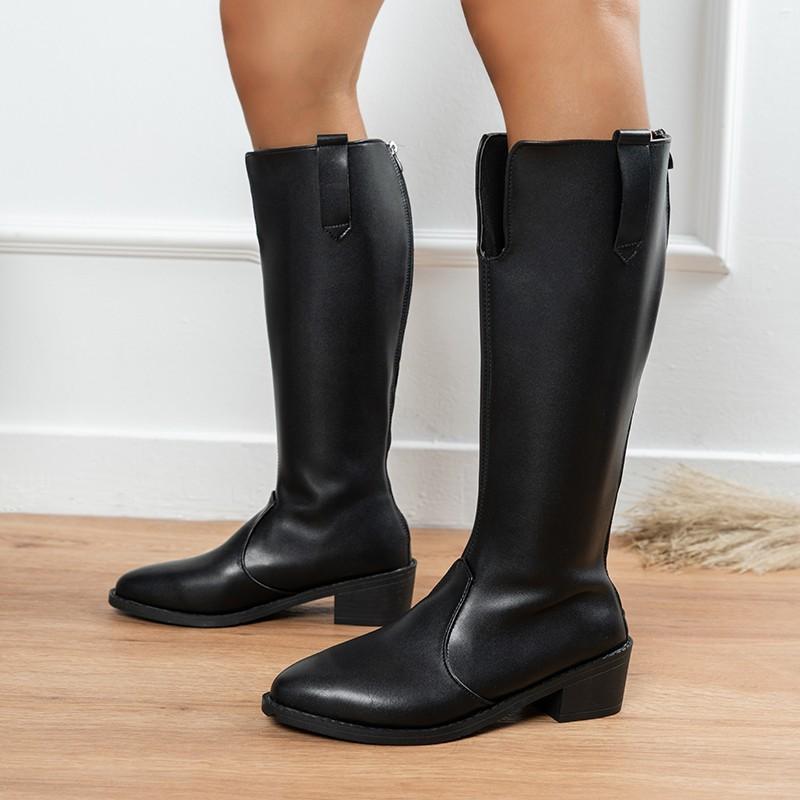 Women's Boots 2024 Autumn Winter High Heel Boots Womens Shoes Long Knight Ride Knee High Boots Female Boots Zip Fashion Boots