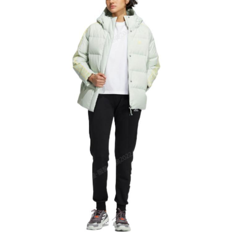 adidas Женская пуховая куртка с 3 полосками, льняной зеленый, HN2084