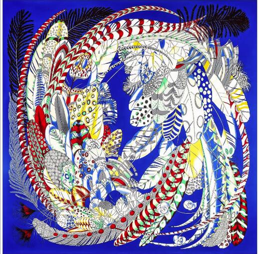 130см Шелковый Квадратный Шарф Женский Большие Шали Красочный Дизайн Перьев Квадратная Бандана Роскошный Платок Шарф Женский Фуляр