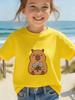 Cute Cartoon Capybara Holding Daisies Print Family Matching T Shirt Boys Girls Soft Summer Short Sleeve Daily Casual Tees