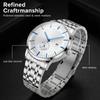 Waterproof Quartz Watch with Stainless Steel Strap and Date Display Men's (White)