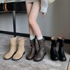 Мать винограда осень и зима новые ретро короткие ботинки корейская версия плиссированные ботинки-чулки удобные на толстой подошве ботинки Мартин стройнящие ботинки