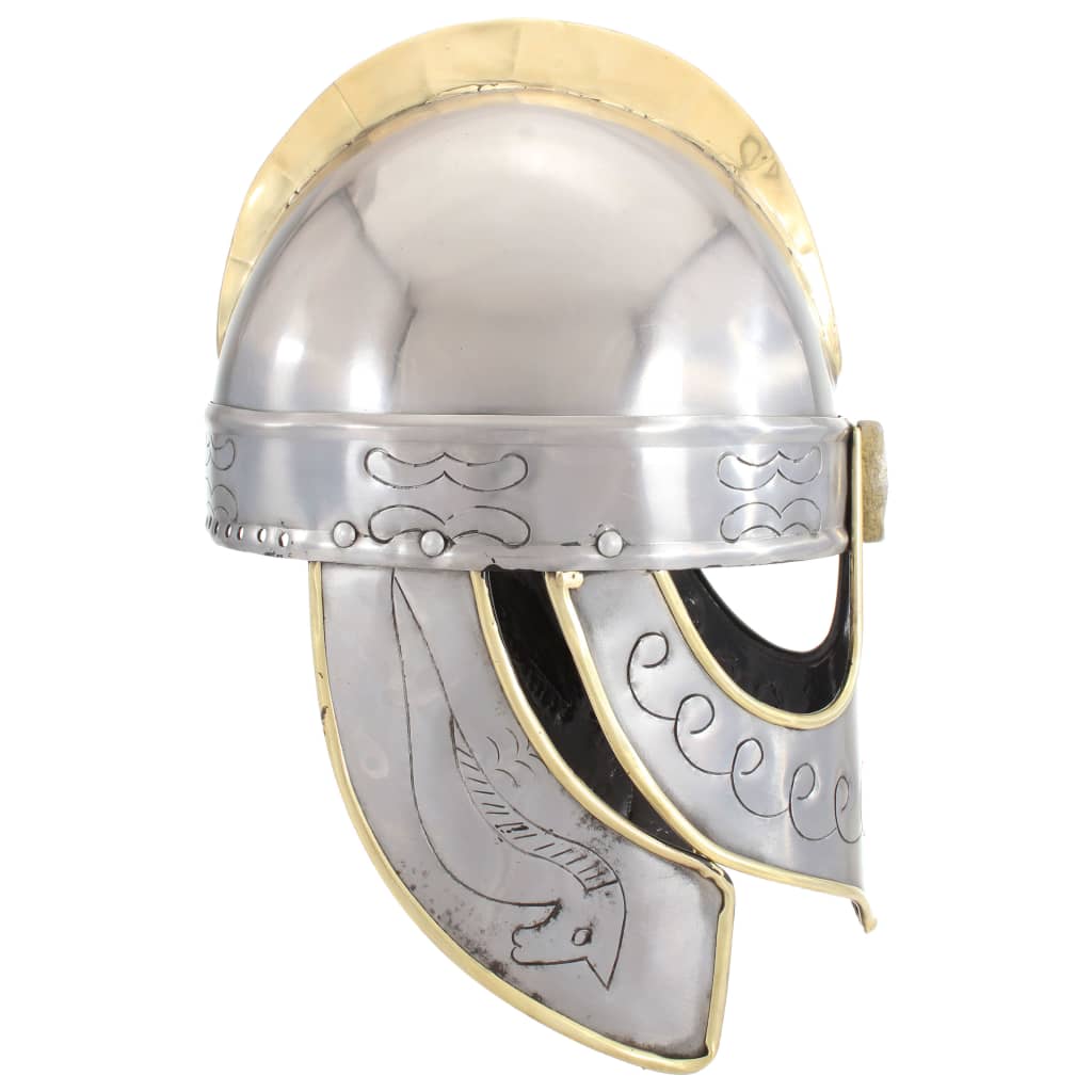 Beowulf Helmet Antique Replica for LARP Silver Steel