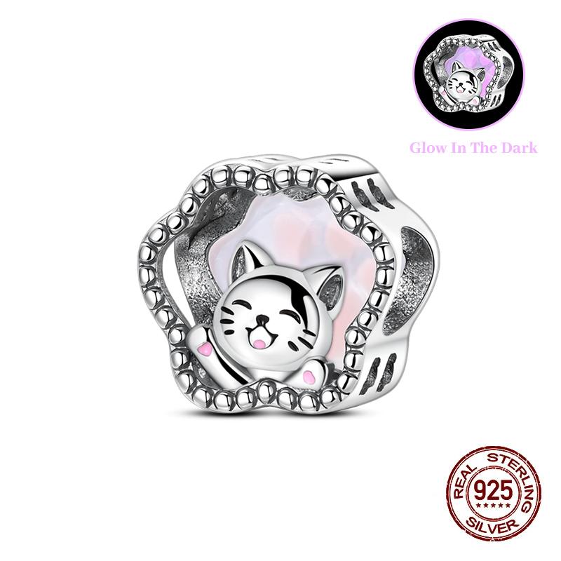 Charms Copper Moon Luminous Magical Cat Charms Beads Fit Original Bracelets Fashion Diy Jewelry Birthday Gifts