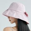 Летняя шляпа-ведро с широкими полями, женская кепка в рыбацком стиле с бантом для путешествий, женская повседневная однотонная шляпа от солнца, женская шляпа с козырьком UPF