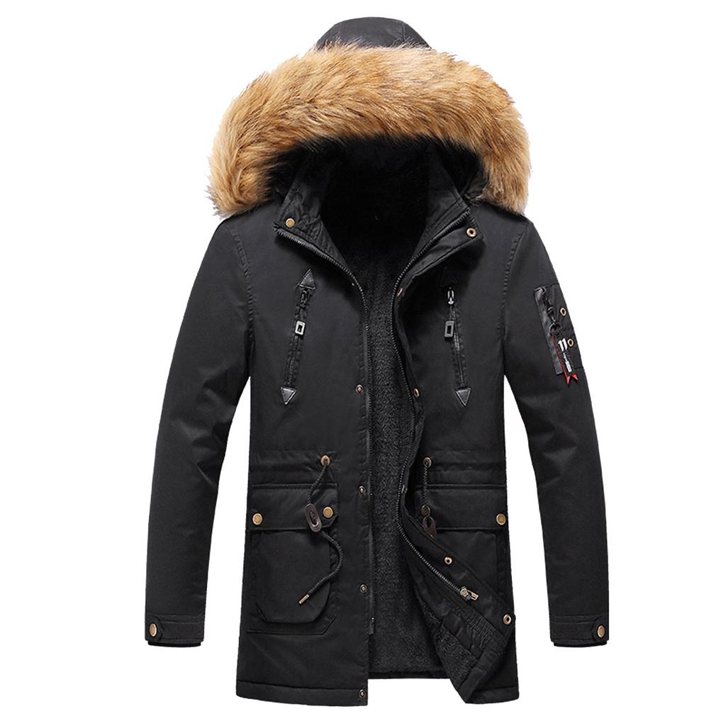 Men Winter Coat Men's Cotton Fleece Coat Warm Hooded Soft for Windproof Soft Coat Jacket
