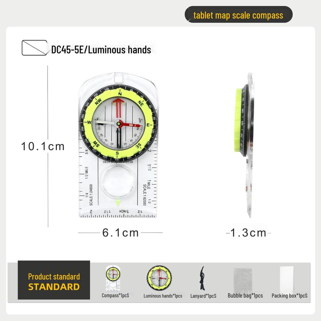 Outdoor Compass with Magnifying Glass and Ruler Scale for Students and Orienteering