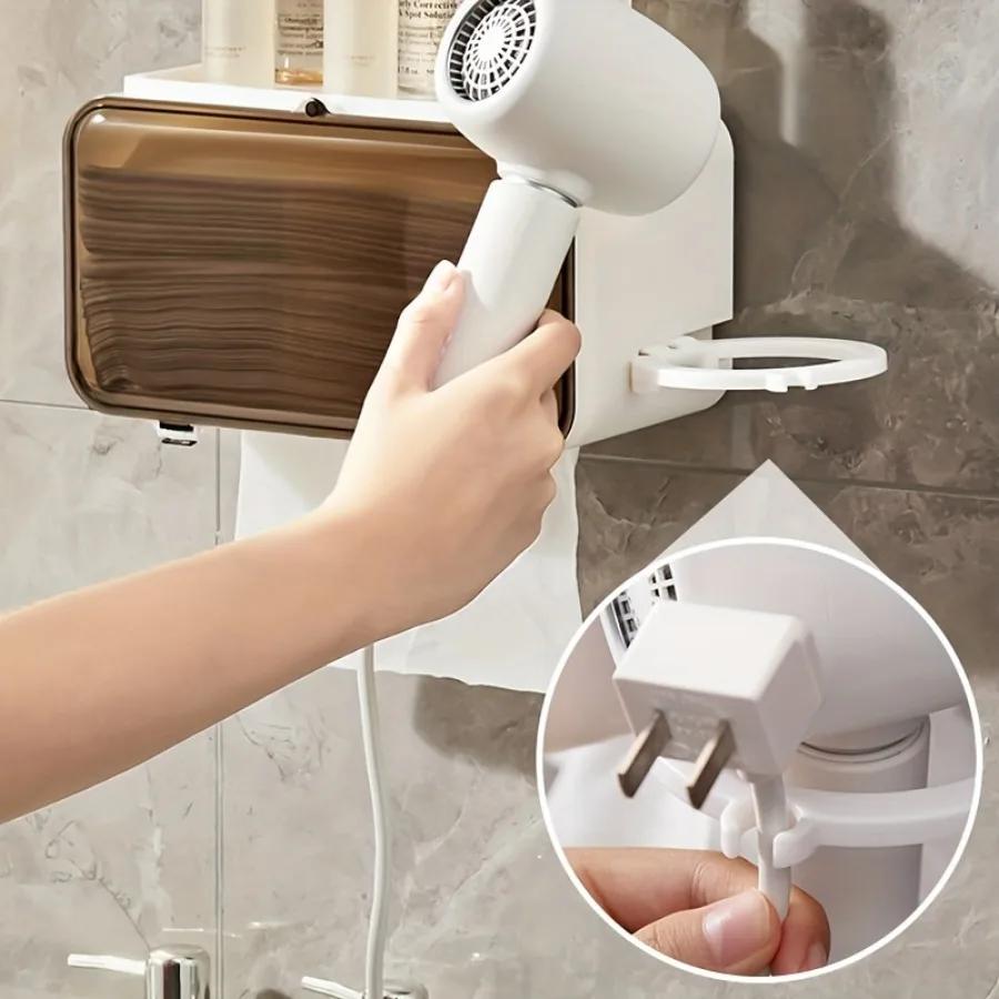 1 шт. Коробка для хранения без перфорации, выдвижная коробка для салфеток, неперфорированный кронштейн для фена, подвесные полки для хранения вещей для туалета, гостиной