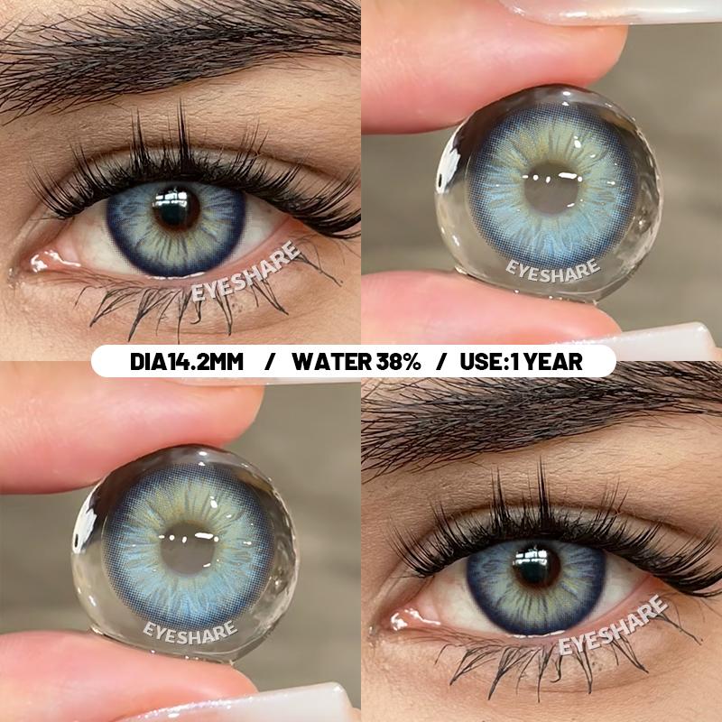 Eyeshare Синие цветные контактные линзы для глаз, натуральные линзы для глаз, серые контактные зеленые линзы, синие линзы, модные линзы, 1 пара