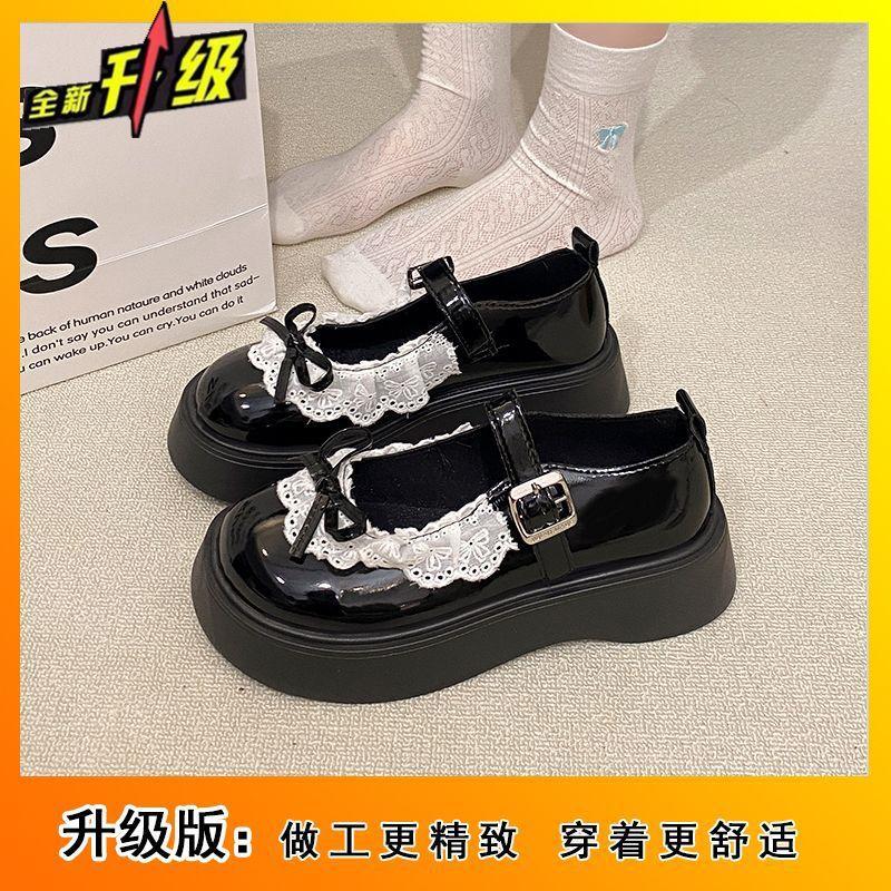 Бантик кружево девичье сердце милые туфли Мэри Джейн маленькие кожаные туфли женские 2025 весна и лето новая платформа одинарные туфли женские